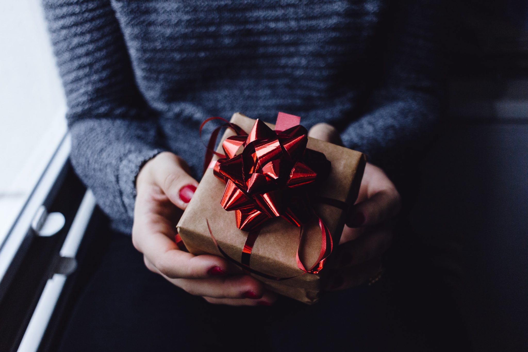 sympathy gift ideas - box with red bow