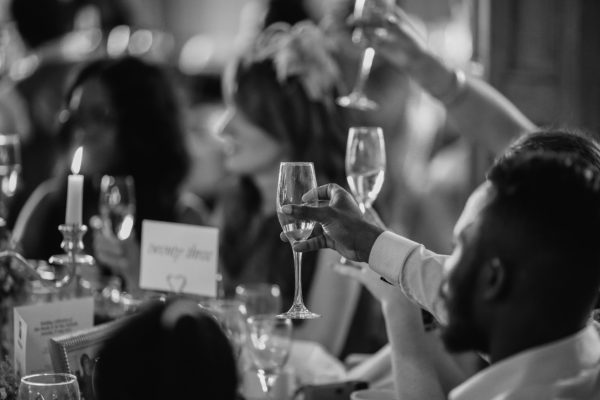 "What is a Living Funeral" - Guests cheers glasses of champagne